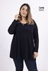 Immagine di CURVY GIRL TOP WITH GOLD SEQUINS AND OPEN COLLAR WORK